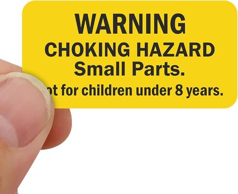 SmartSign (750/Pack) Warning Choking Hazard Small Parts Not for Children Under 8 Years Labels in Dispenser Box, 0.5 x 1 inch, Semi-Gloss Paper Stickers with Permanent Adhesive, Yellow/Black, USA-Made in Saudi Arabia