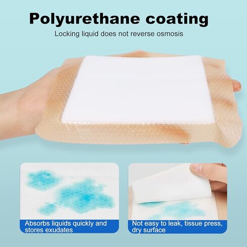 ضمادة إسفنجية من السيليكون بحدود لطيفة 6 × 6، تضميد جروح فائقة الامتصاص، رقع قرح السرير، ضمادات سيليكون مقاومة للماء للعناية بالجروح، وسادات ذاتية اللصق للتقرحات بالضغط (10) in Kuwait