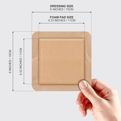 ضمادة إسفنجية من السيليكون بحدود لطيفة 6 × 6، تضميد جروح فائقة الامتصاص، رقع قرح السرير، ضمادات سيليكون مقاومة للماء للعناية بالجروح، وسادات ذاتية اللصق للتقرحات بالضغط (10) in Kuwait