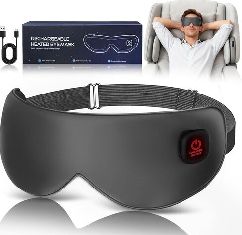 Cordless Heated Mask for Dry Eyes, Light Blocking Sleeping Mask, Warm Compresses Electric Heating Pad for Stye Treatment, Blepharitis, Sinus, Migraine - Gifts for Women and Men (Grey) in Saudi Arabia
