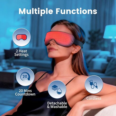 Cordless Heated Mask for Dry Eyes, Light Blocking Sleeping Mask, Warm Compresses Electric Heating Pad for Stye Treatment, Blepharitis, Sinus, Migraine - Gifts for Women and Men (Grey) in Saudi Arabia