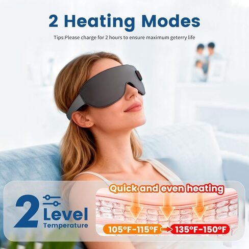 Cordless Heated Mask for Dry Eyes, Light Blocking Sleeping Mask, Warm Compresses Electric Heating Pad for Stye Treatment, Blepharitis, Sinus, Migraine - Gifts for Women and Men (Grey) in Saudi Arabia