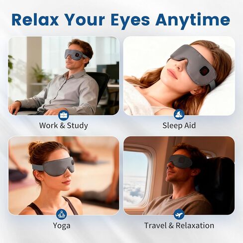 Cordless Heated Mask for Dry Eyes, Light Blocking Sleeping Mask, Warm Compresses Electric Heating Pad for Stye Treatment, Blepharitis, Sinus, Migraine - Gifts for Women and Men (Grey) in Saudi Arabia
