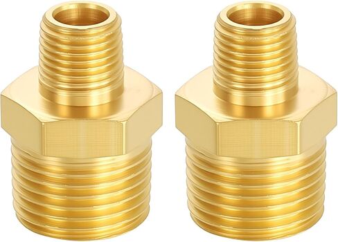 METALLIXITY 2 قطعة تركيب الأنابيب النحاسية، 3/8 بوصة NPT ذكر x 1/8 بوصة NPT ذكر خيط نحاسي حلمات سداسية محول تمديد لصنبور الحوض/الدش in Kuwait