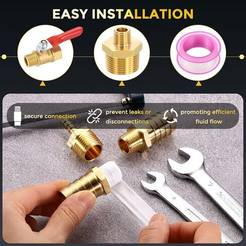 METALLIXITY 2 قطعة تركيب الأنابيب النحاسية، 3/8 بوصة NPT ذكر x 1/8 بوصة NPT ذكر خيط نحاسي حلمات سداسية محول تمديد لصنبور الحوض/الدش in Kuwait