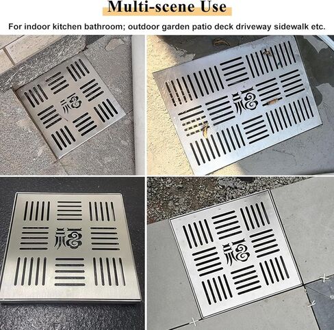 Stainless Steel Floor Drain Grate for Indoor/Outdoor Use, 8-24 Inch Square & Rectangle Drainage Cover, Storm Sewer Grating System (25x25x3cm/9.8x9.8x1.2in) in Kuwait