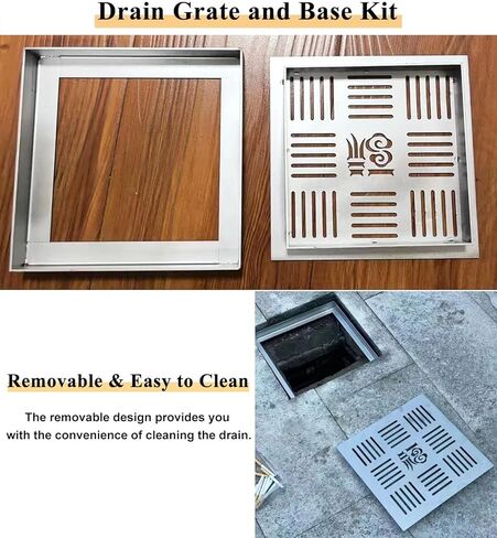Stainless Steel Floor Drain Grate, 8-24 Inch Square/Rectangle Drainage Channel Cover for Indoor/Outdoor Use, Durable Storm Sewer Grating System (55x55x3cm / 21.6x21.6x1.2in) in Saudi Arabia