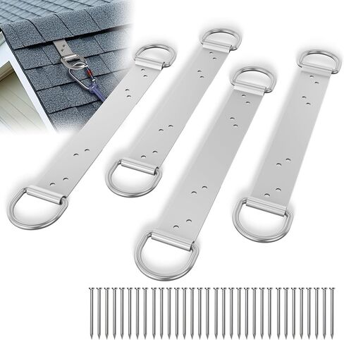 Permanent Roof Brakcets - 18" Dual D-Ring Roof Safety Brakcet, Stainless Steel Roof Brakcets for Fall Protection, Roof Brakcet Kit, for Wood Framed Building, OSHA and ANSI Standards, 4 PACK in Kuwait