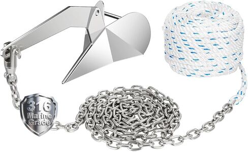 طقم مرساة دلتا مرساة قارب من الفولاذ المقاوم للصدأ مع سلسلة قصيرة وحبل ودوار in Kuwait