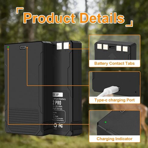 Lit-22 Pro Butter Build قابلة لإعادة الشحن متوافقة مع بطارية استبدال Spypoint Lit-22 لـ Spypoint Flex-M و Flex-S و Flex-G36 و Flex-Plus Cellular Camera Series 7.7v 7000mah 53.9wh (حزمة واحدة) in Kuwait