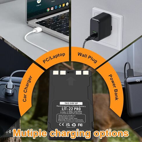 Lit-22 Pro Butter Build قابلة لإعادة الشحن متوافقة مع بطارية استبدال Spypoint Lit-22 لـ Spypoint Flex-M و Flex-S و Flex-G36 و Flex-Plus Cellular Camera Series 7.7v 7000mah 53.9wh (حزمة واحدة) in Kuwait