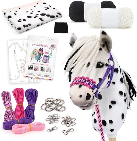 kullaloo DIY Hobby Horse Sewing Material Kit ✦ Make a Dapple Grey Stick Horse with halters & Leads ✦ Includes Sewing Pattern with PES & SVG Files in Kuwait