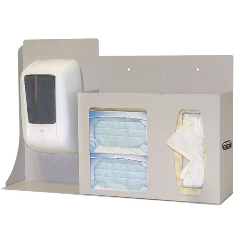 منطقة تركيب وحدة توزيع محطة النظافة التنفسية، تحمل قناعين و1-2 صندوق مناديل يتم تثبيتها على الحائط، أو وضعها على المنضدة، أو تركيبها على حامل الأرضية من Bowman® الأبعاد: 5 بوصة طول × 22.25 بوصة عرض × 14.75 بوصة ارتفاع in Kuwait