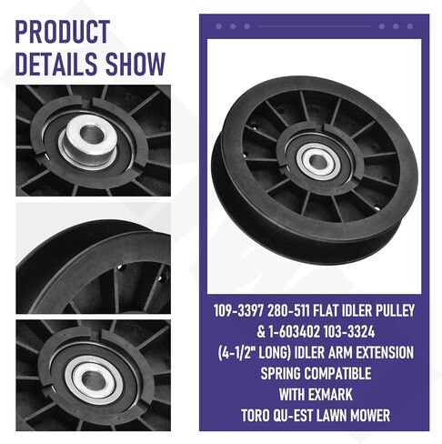 2 حزمة 109-3397 بكرة المهمل المسطحة المتوافقة مع Exmark Toro Quest 74812 74815 74820 74914 74813 74822 74824 74823 جزازة العشب، استبدال 280-511 in Kuwait
