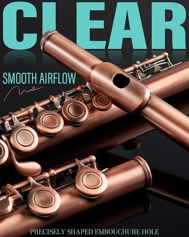 AKLOT Closed-Hole Concert C Flute: Flute Instrument with 16 Keys, Offset G, Smooth Cupronickel Keys, Air-Tight Pads, Include Stylish Leather Hard Case, Cleaning Kit, Stand, Gloves (LUM-CE) in Kuwait