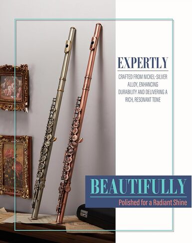 AKLOT Closed-Hole Concert C Flute: Flute Instrument with 16 Keys, Offset G, Smooth Cupronickel Keys, Air-Tight Pads, Include Stylish Leather Hard Case, Cleaning Kit, Stand, Gloves (LUM-CE) in Kuwait