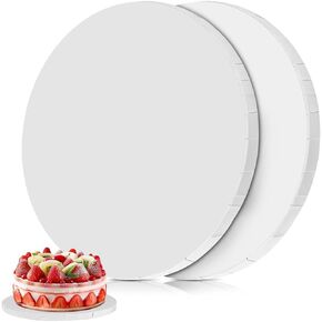 WSSROGY 2 PCS 12 Inch Round Cake Boards Drums with Smooth Edges, 1/2 Inch Thick White Food Grade Cake Cardboard Base for Baking Decorating in Kuwait