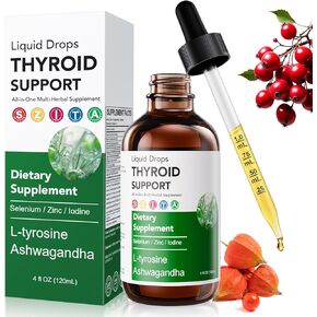Actora Thyroid Support Liquid Drops, Kindled Thyroid Support Drops with Selenium Zinc Lodine L-Tyrosine Ashwagandha for Hormone Balance - Mood & Energy Supplement - 4 fl. oz. (120mL) in Saudi Arabia