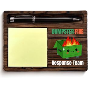 Dumpster Fire Sticky Note Holder Funny Gag Office Gifts for Boss Coworkers Employee Teammates, Dumpster Fire Response Team Post It Note Dispenser for Office Cubicle Desk Decor in Kuwait