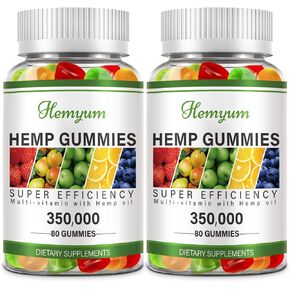 Hemp Gummies 2 Packs - for Sleep, Pain, Anxiety Relief - High Potency Pure Organic Supplement - with Natural Hemp Oil Extract Edible Gummy Vegan, Non-GMO in Kuwait