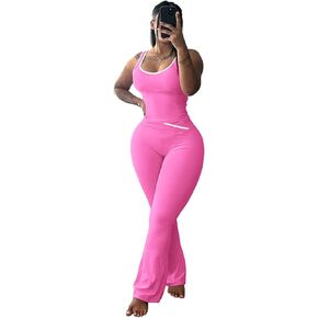 Elainone Workout Sets for Women 2 Piece Tank Top Matching Flare Leggings Yoga Gym Active Wear Outfits in Kuwait