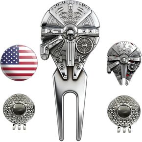 WIGERLON Golf Divot Tool and Ball Marker Set,Divot Repair Tool with Ball Marker(1pcs Divot Tool,2 Set Golf Hat Clip with Enamel Magnetic Ball Marker) in Kuwait