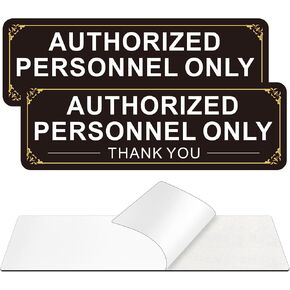 (عبوتان) لافتة للموظفين المعتمدين فقط، ملصق علامات لاصقة معدنية من الألومنيوم خالية من الصدأ ذاتية اللصق للجدار والباب (9 × 3 بوصات، أسود/أبيض) in Kuwait