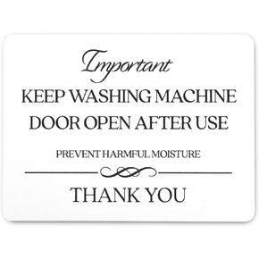 علامة إبقاء باب الغسالة مفتوحًا بعد الاستخدام (مغناطيس 4.75 × 3.5 بوصة) - لافتات Airbnb Essentials للمضيفين - أساسيات Vrbo للمضيفين - Airbnb وVrbo ولافتة تأجير قصيرة الأجل in Kuwait