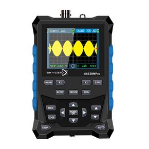 SK120MPro راسم الذبذبات المحمول/مولد إشارة DDS 2 في 1، عرض النطاق الترددي 120 ميجاهرتز، أخذ عينات 500MSa/s، شاشة ملونة 2.4 بوصة، مولد إشارة، تخزين 2500 شكل موجي، مشغل تلقائي/عادي/مفرد in Kuwait