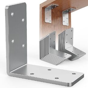 8 Pcs 3"x3" L Brackets Heavy Duty, Galvanized Corner Brace for Wood, Angle Iron with Recessed Holes, 90 Degree Angle Bracket for Floating Shelves, Wood Beams, Furniture, Bed -Black in Kuwait