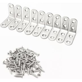 Stainless Steel Corner Brace, 20-Pack 90 Degree Right L-Shaped Metal Corner Connector Joint Plate, Heavy Duty for Furniture, Shelf, Cabinet, DIY Woodworking Projects with 60PCS Screws 1.2x1.2x0.6in in Saudi Arabia