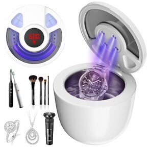 آلة تنظيف المجوهرات بالموجات فوق الصوتية، آلة تنظيف المجوهرات 45 كيلو هرتز، مجهزة بآلة تنظيف المجوهرات بالموجات فوق الصوتية سعة 200 مل لتنظيف المجوهرات والفضة والخواتم والماس والخواتم الواقية in Kuwait