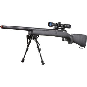 بندقية لانسر التكتيكية M24 بولت أكشن زنبركية قناص Airsoft تصل إلى 500 إطار في الثانية (ملولبة) / أسود in Kuwait