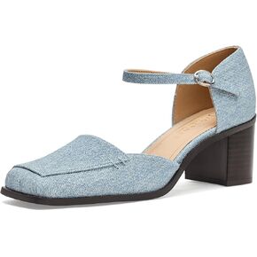 مجموعة المجلات النسائية حزام مشبك مفتوحة اصبع القدم مربع مكتنزة مكدسة كعب الكعب Evangeline Comfort Pumps in Kuwait