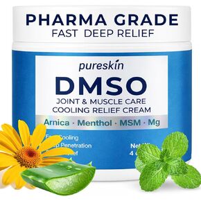 كريم تخفيف PURESKIN DMSO - تركيبة تبريد سريعة الامتصاص من الدرجة الصيدلانية لأنماط الحياة النشطة - كريم خفيف الوزن مع الأرنيكا، وميثيل سلفونيل الميثان، والمغنيسيوم، والمنثول، والصبار، 4 أونصة in Kuwait