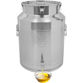 دلو تخزين محكم الغلق من الفولاذ المقاوم للصدأ سعة 64 لتر/17 جالون من Dfmyhked، دلو سطل النبيذ مع غطاء قفل مع صنبور، علبة حليب من الفئة الغذائية 304 لنقل السوائل والسلع الجافة (64 لتر) in Kuwait