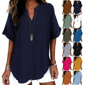 Women's Plain Short Sleeve Blouse, Casual Solid Color Top for Daily Wear, Ladies Clothes for All Seasons in Saudi Arabia