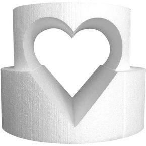 Shape Innovation - Round Cake Dummy Set: 8' x 4' Top Tier, 10' x 4' Bottom Tier with 6' Heart Cutout - Perfect for Wedding, Birthday, Display Cakes and Parties in Saudi Arabia