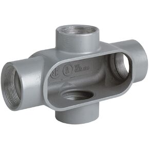 Killark X17 X نوع قناة الجسم، حديد Duraloy، محور 1/2 بوصة، عرض 1 3/8 بوصة، ارتفاع 3 3/8 بوصة، الطول الإجمالي 5 11/16 بوصة، حجم 6.2 بوصة مكعبة in Kuwait