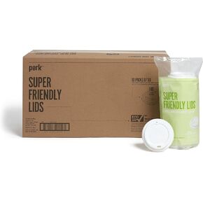 Perk Compostable Plastic Hot Cup Lids, 500 Count Bulk Disposable Coffee Cup Lids for 10–16 Oz Paper Hot Cups in Kuwait