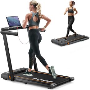 جهاز مشي Acezoe قابل للطي مع انحدار 0-15% وقضيب مقبض، جهاز مشي بقوة 2.5 حصان للمنزل، جهاز مشي تحت المكتب بسعة 300 رطل، وسادة مشي مع مكبر صوت، تطبيق/جهاز تحكم عن بعد in Kuwait