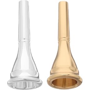 2pcs French Horn Mouthpiece Set, Universal Fit Brass Instrument Accessory, Golden and Silver Metal Music Instrument Mouthpieces for Concert and Performance Use in Kuwait
