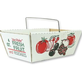 12 Pack – Corrugated 4 Quart Fruit and Vegetable Picking Tray with Metal Handle – Strong Cardboard Berry Harvesting Basket in Kuwait