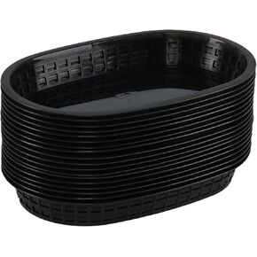 18 عبوة من سلال تقديم الطعام البيضاوية السوداء، سلال بلاستيكية للوجبات السريعة لشطائر البرجر والسندويشات وحفلات الشواء in Kuwait