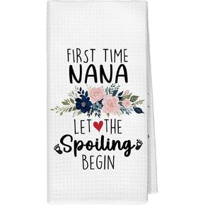 First Time Grandma Gifts Kitchen Towels, New Grandma Gifts for Mother's Day Hand Dish Towels Decor, First Time Grandmother Let the Spoiling Begin Tea Towel for Kitchen Decorative, 16x24 Inch in Kuwait