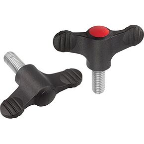 Kipp 06652-0006X15 Novo·Grip Grey Thermoplastic Mini Wing with M6 External Thread, Metric, Stainless Steel Stud, 28 mm Diameter, 15 mm Screw Length (Pack of 10) in Kuwait