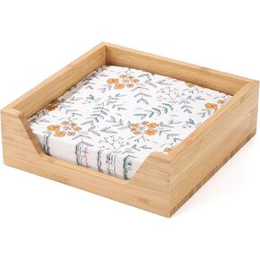 حامل مناديل من الخيزران، مقاس 7.36 بوصة × 7.36 بوصة × 2.16 بوصة، حامل مناديل للطاولة مع فتحة جانبية كبيرة لسهولة الوصول، موزع مناديل مربعة كبيرة للتخزين، ديكور منزلي للمطبخ وتناول الطعام على الطاولة in Kuwait