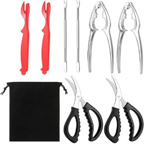 مجموعة أدوات المأكولات البحرية مكونة من 8 قطع، ومفرقعات وأدوات سرطان البحر، وأداة تكسير أرجل السلطعون، و2 مفرقعات أرجل السلطعون، و2 شوكة سرطان البحر من الفولاذ المقاوم للصدأ، و2 مقشرة جراد البحر، ومقصين للسلطعون، و1 حقيبة تخزين in Kuwait