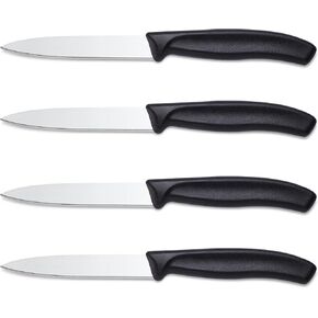 BEWOS 4-Piece Paring Knife Set - Paring Knives with Ergonomic Handle, 3.5 Inch Triple Rivet Paring Knives, Stainless Steel/Black Parers for Vegetable, Fruit & Kitchen Use in Saudi Arabia