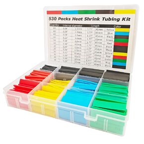 مجموعة أنابيب الانكماش الحراري - 530 قطعة من الأكمام العازلة للماء بنسبة 2:1 مع حقيبة تخزين، أنابيب مبطنة بمادة لاصقة ملونة مع 12 مقاسًا للإصلاحات المنزلية والإلكترونيات والمشروعات التي تصنعها بنفسك in Kuwait
